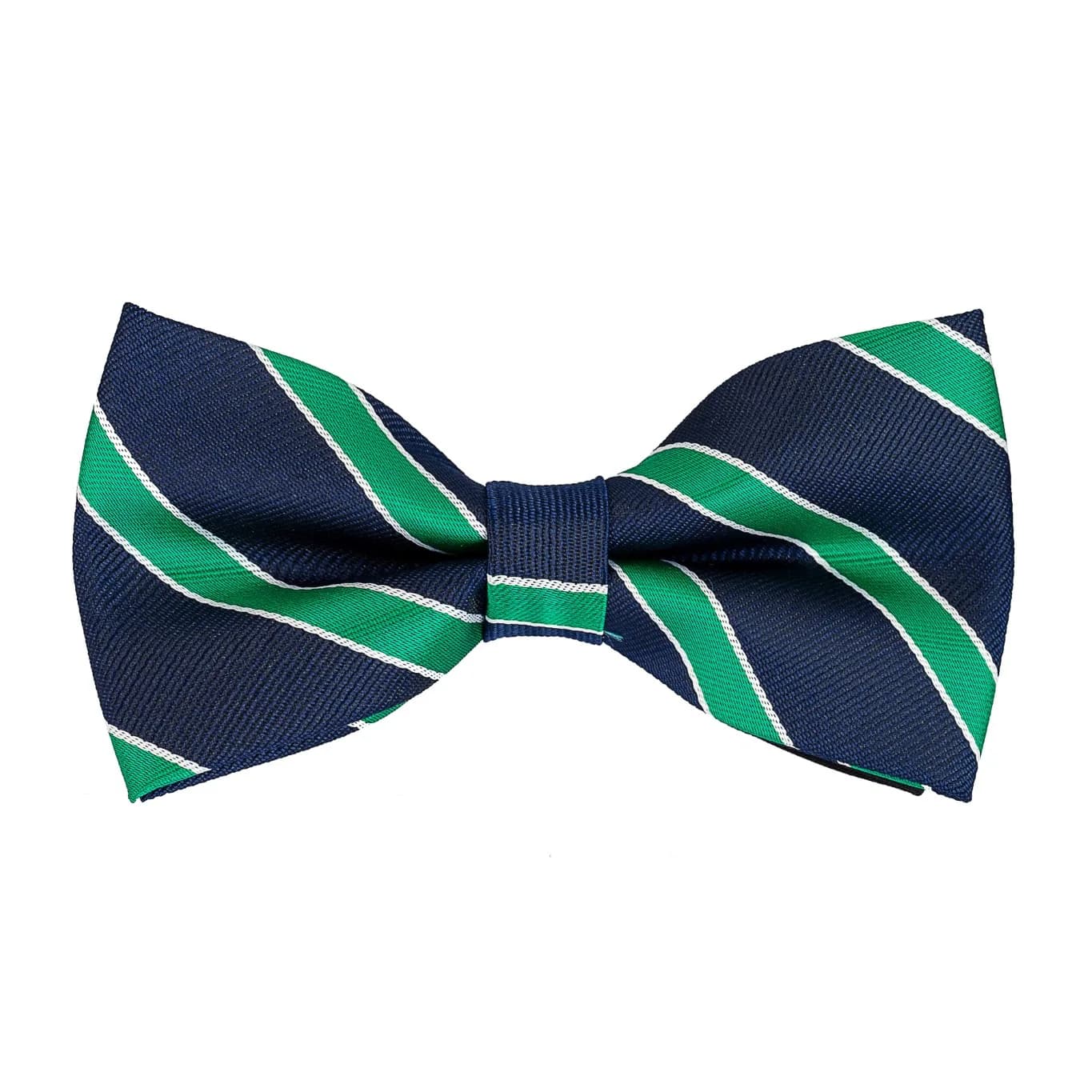 Nơ Bướm Xanh Navy Sọc Chéo Xanh Lá Viền Trắng