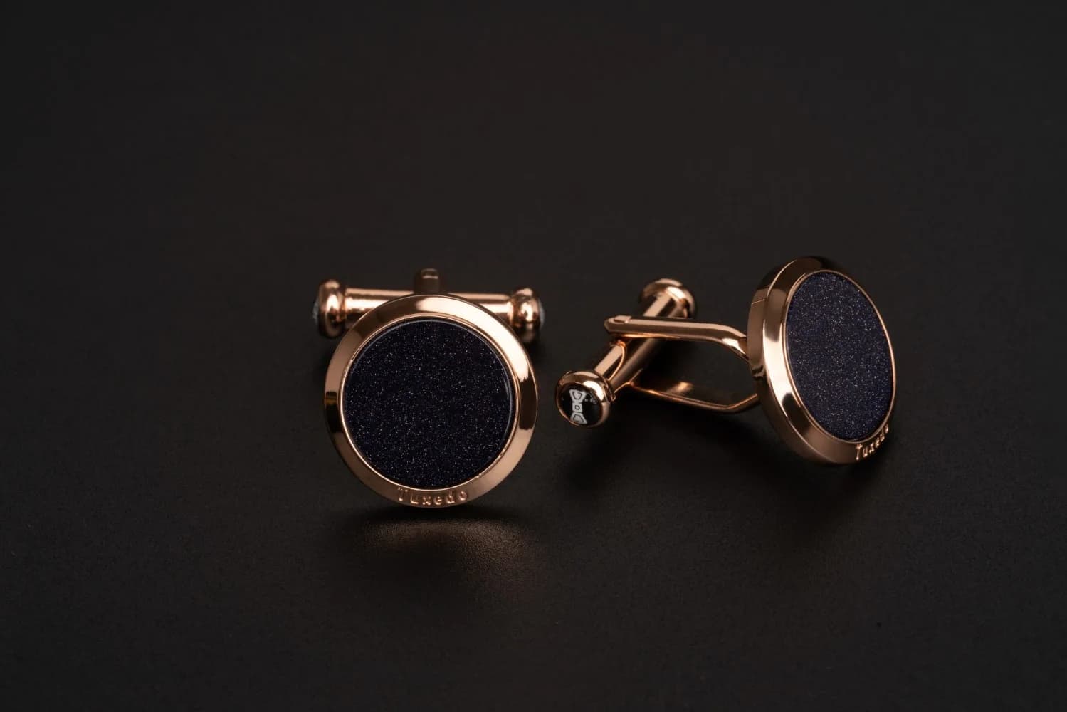 Khuy Măng Sét Vàng Hồng Goldstone Navy Tuxedo