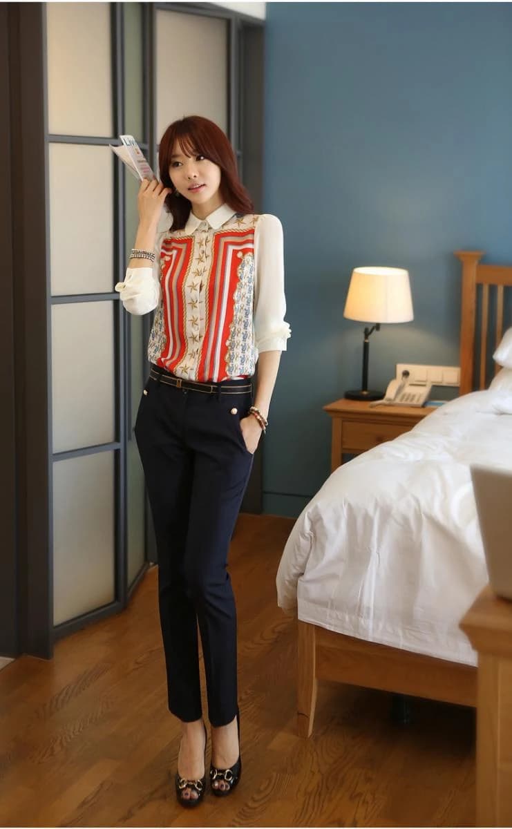 Quần Tây Nữ Navy Nút Vàng