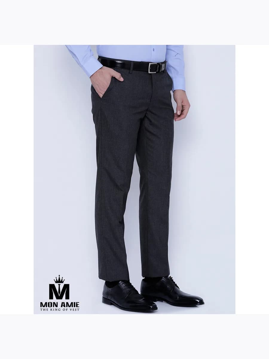 Quần Tây Xám Than Melange Ống Côn