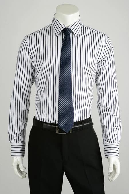 Sơ Mi Sọc Navy Bản Rõ