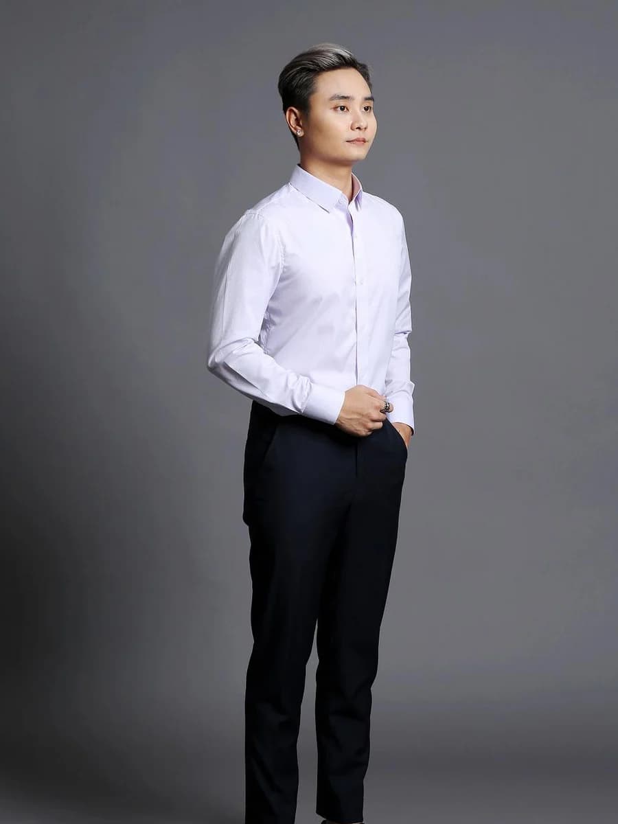 Sơ Mi Trơn Trắng Ánh Tím