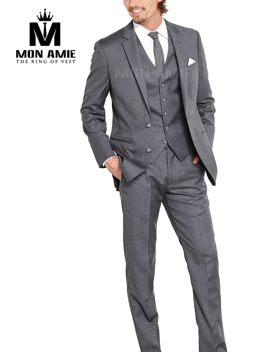 Suit Xám Ba Mảnh Kèm Gile