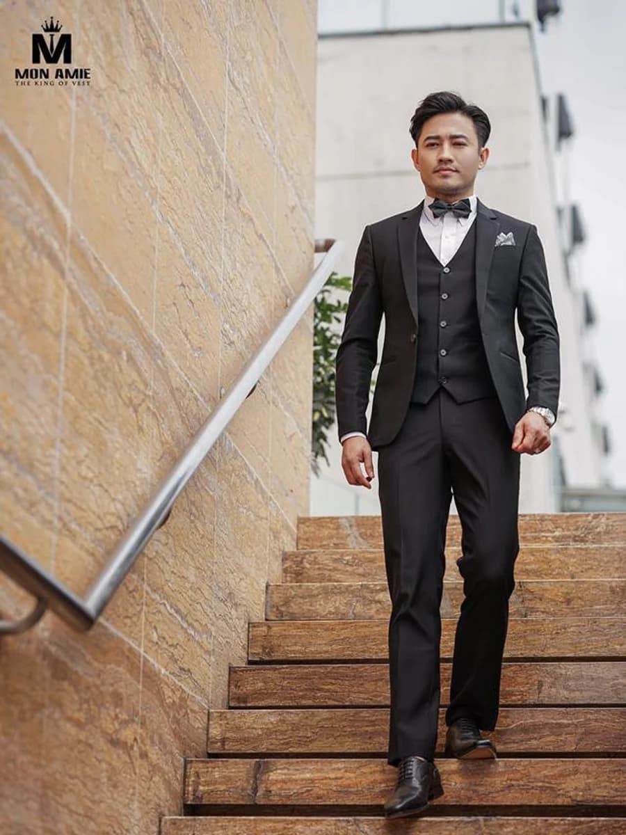 Vest Ba Mảnh Đen Thanh Lịch