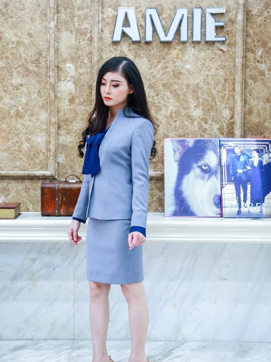 Vest Ghi Xanh Nơ Navy