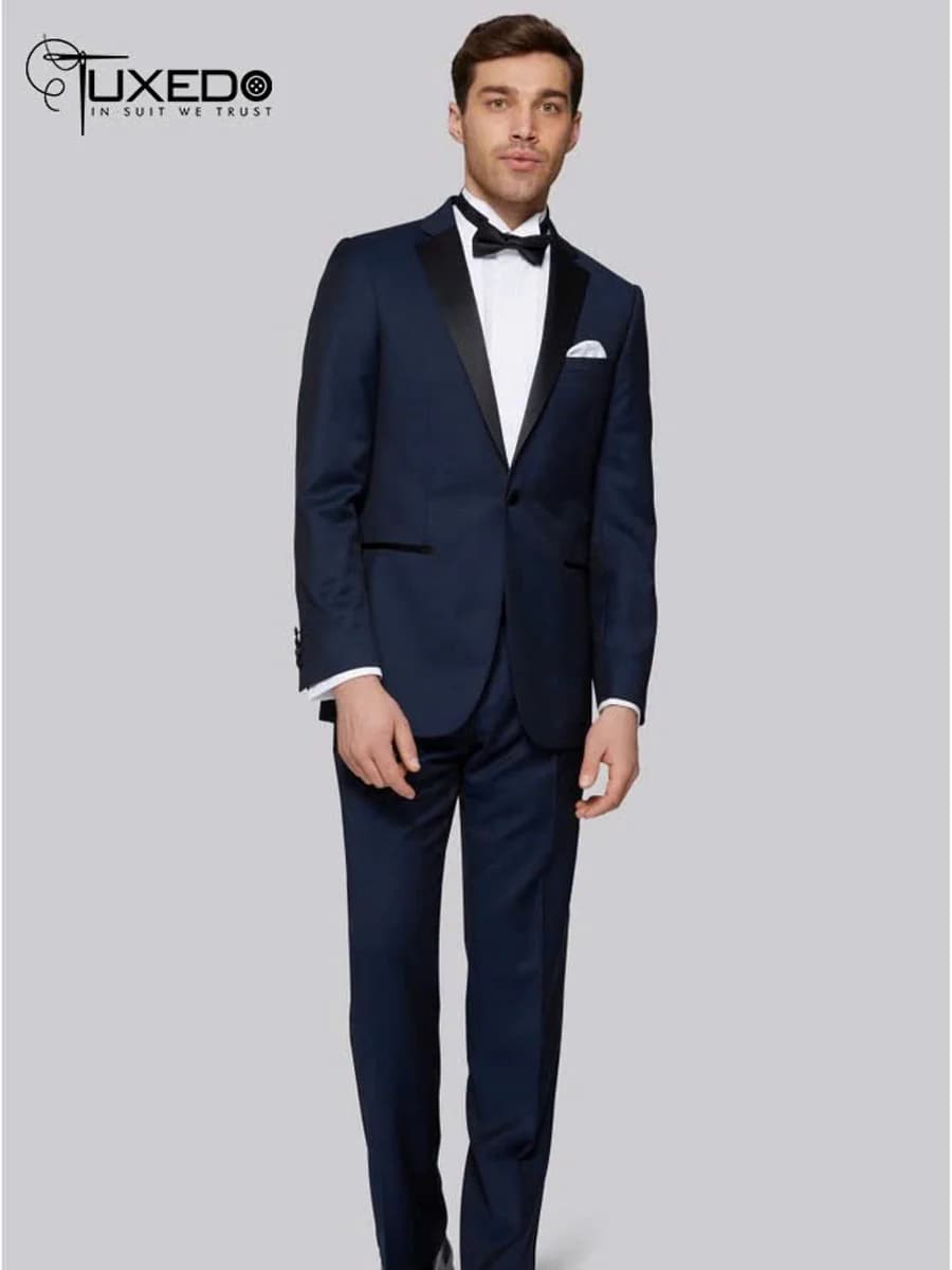Tuxedo Xanh Navy Ve Nhọn Đen