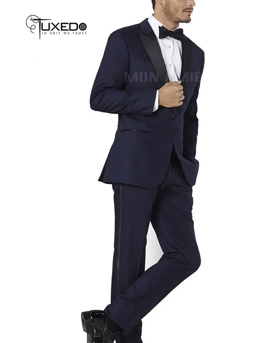 Tuxedo Navy Quần Viền Satin