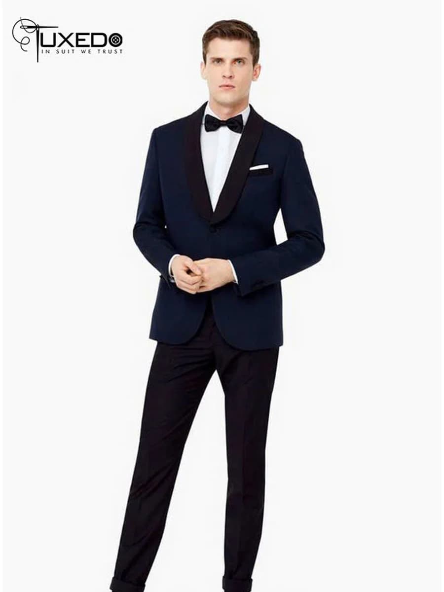 Tuxedo Navy Ve Shawl Satin Đen