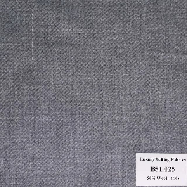 hàng ] B51.025 Kevinlli V2 - Vải Suit 50% Wool - Xám Trơn