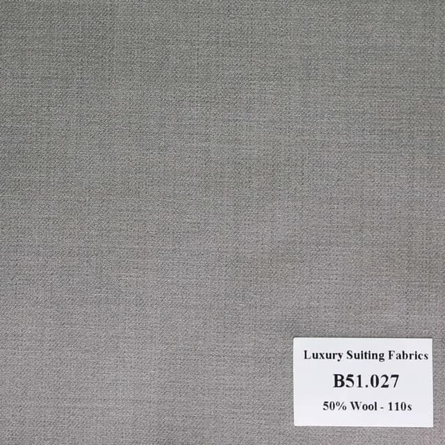 hàng ] B51.027 Kevinlli V2 - Vải Suit 50% Wool - Xám Trơn