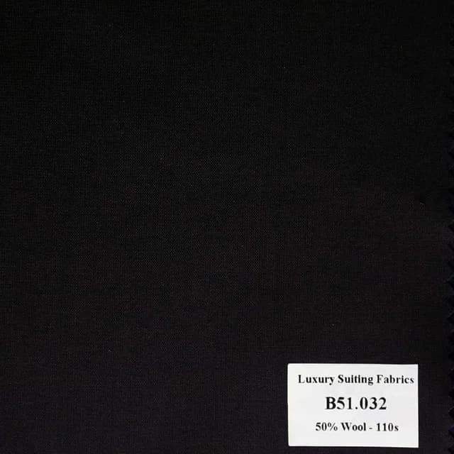 hàng ] B51.032 Kevinlli V2 - Vải Suit 50% Wool - Đen Trơn