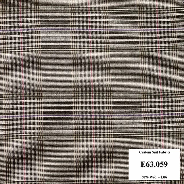 E63.059 Kevinlli V5 - Vải Suit 60% Wool - Nâu Caro