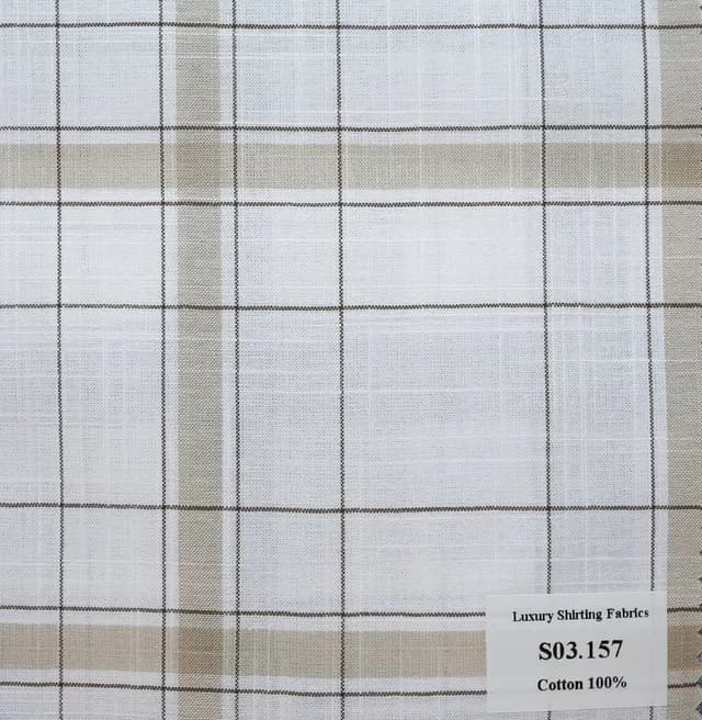 S03.157 Kevinlli S3 - Sơmi 100% Cotton - Xám Trắng Caro