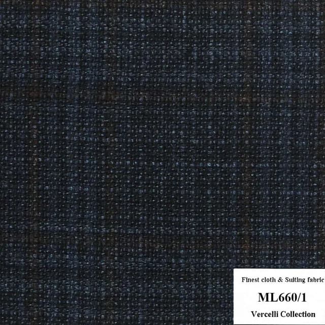 HÀNG] ML660/1 Vercelli CXM - Vải Suit 95% Wool - Xanh Dương Caro