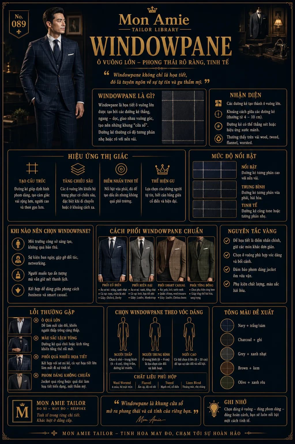 Mon Amie Tailor Library poster No. 89 on Windowpane: recognising the check, its visual effect, pairings and sizing to your build