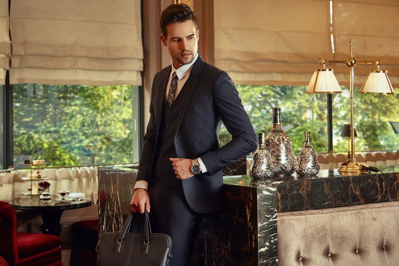 Mon Amie client in a navy suit