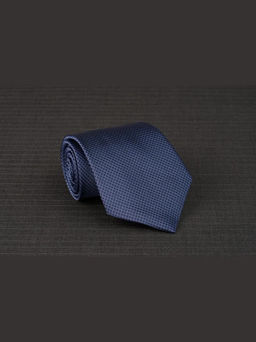 Caravat Navy Tím Than Kẻ Lưới Ô Vuông Nhỏ