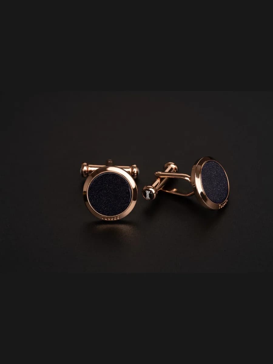 Khuy Măng Sét Vàng Hồng Goldstone Navy Tuxedo