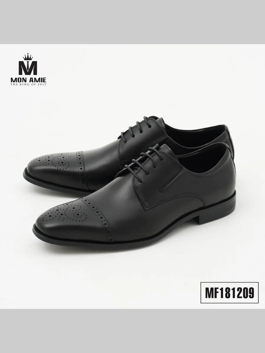 Giày Derby Cap-toe Brogue Đen