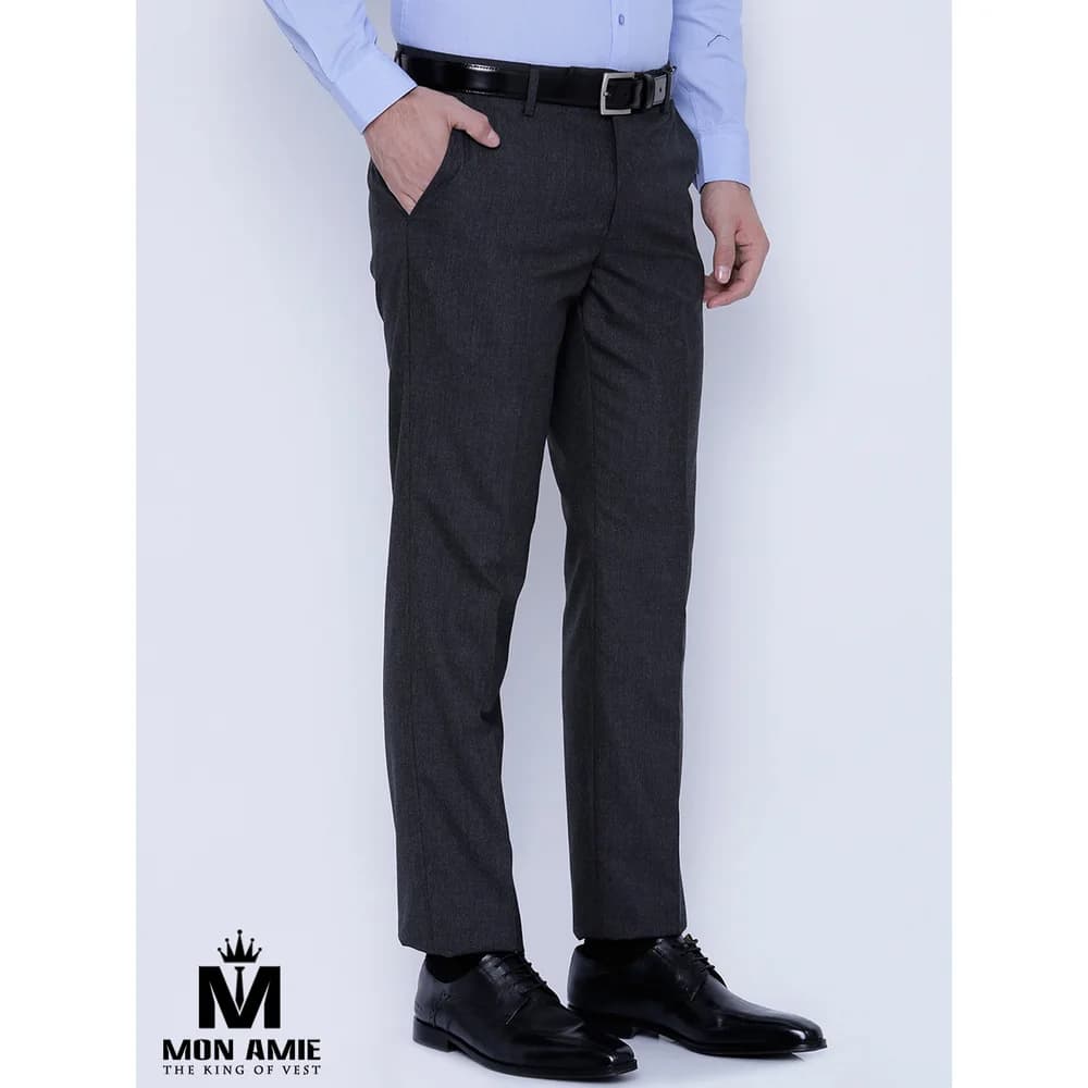 Quần Tây Xám Than Melange Ống Côn