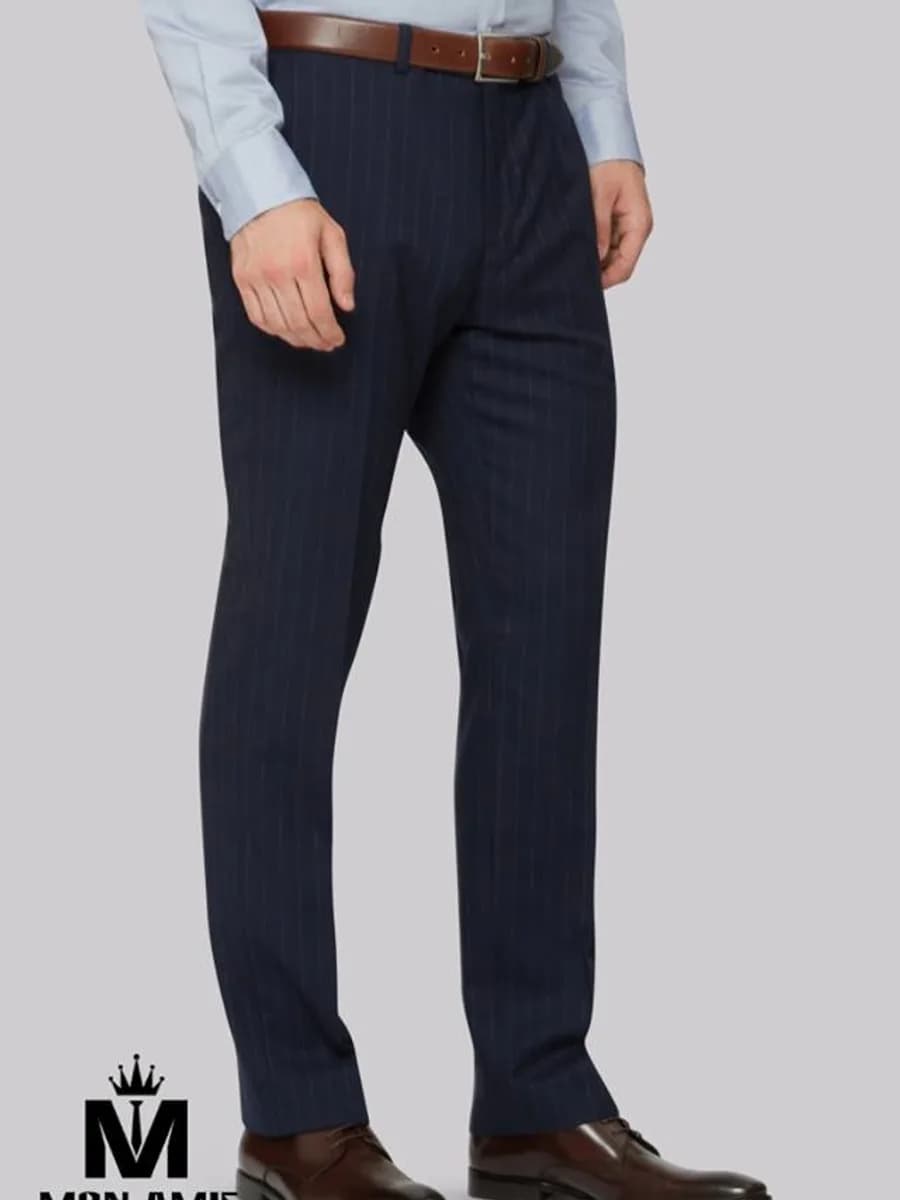 Quần Tây Navy Sọc Mảnh Pinstripe Ống Côn