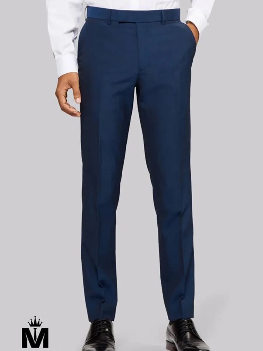 Quần Tây Navy Sáng Ống Côn Ôm Vải Wool Mịn