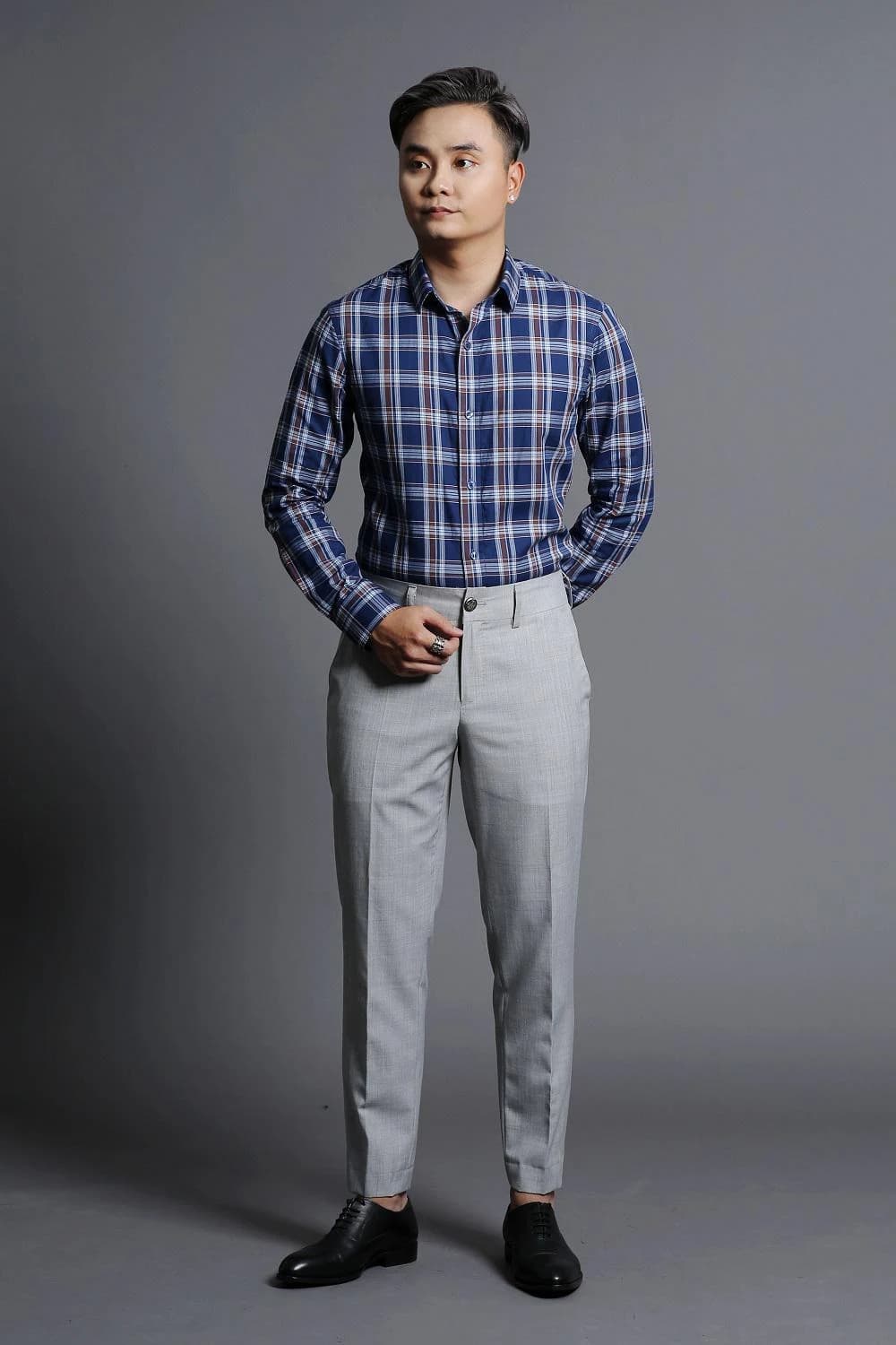 Sơ Mi Caro Lớn Navy Đỏ
