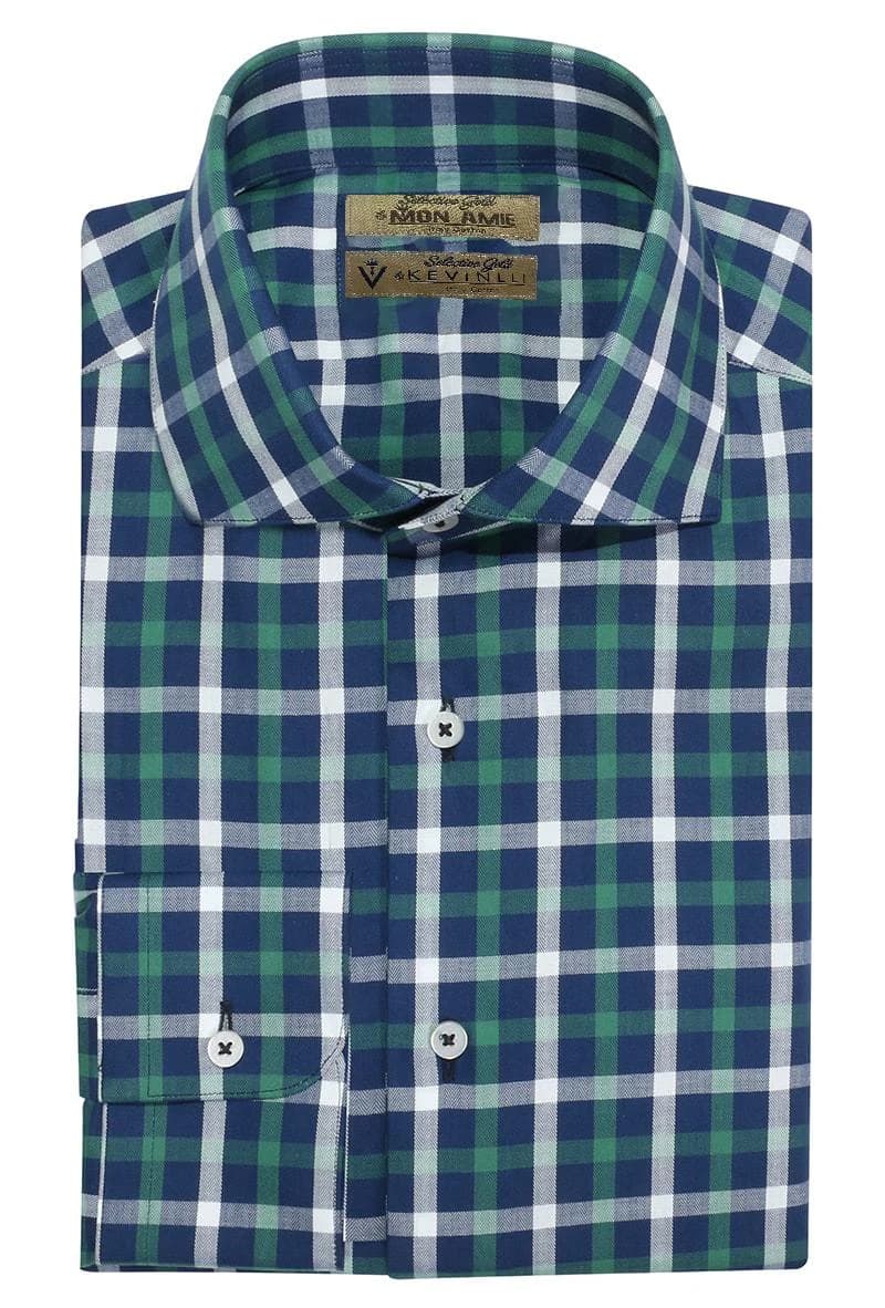 Sơ Mi Caro Lục Navy Cổ Rộng