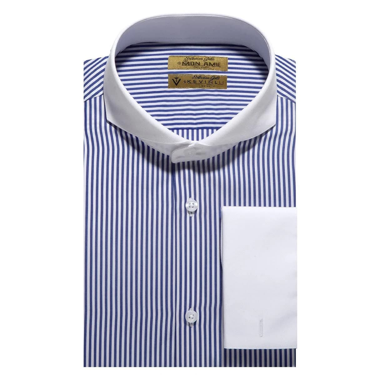 Sơ Mi Sọc Navy Cổ Trắng Navy sọc trắng, cổ măng sét trắng