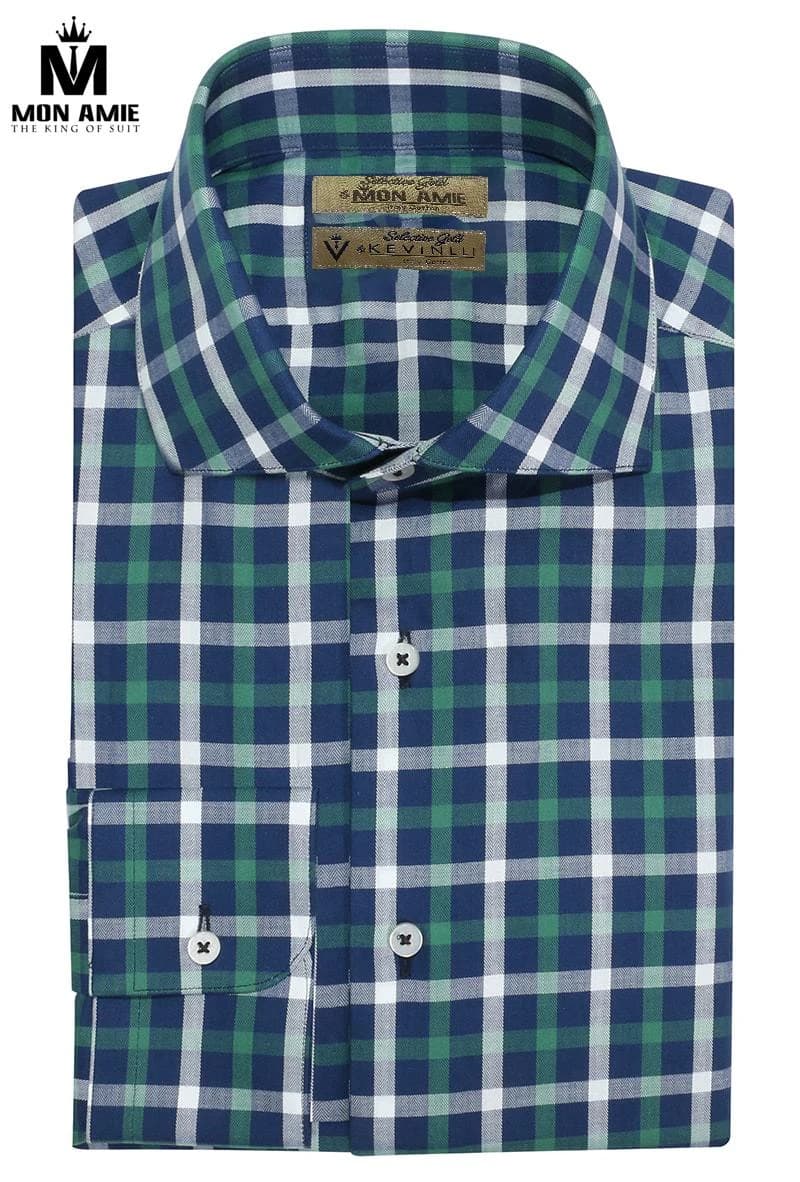 Sơ Mi Caro Navy Xanh Rêu