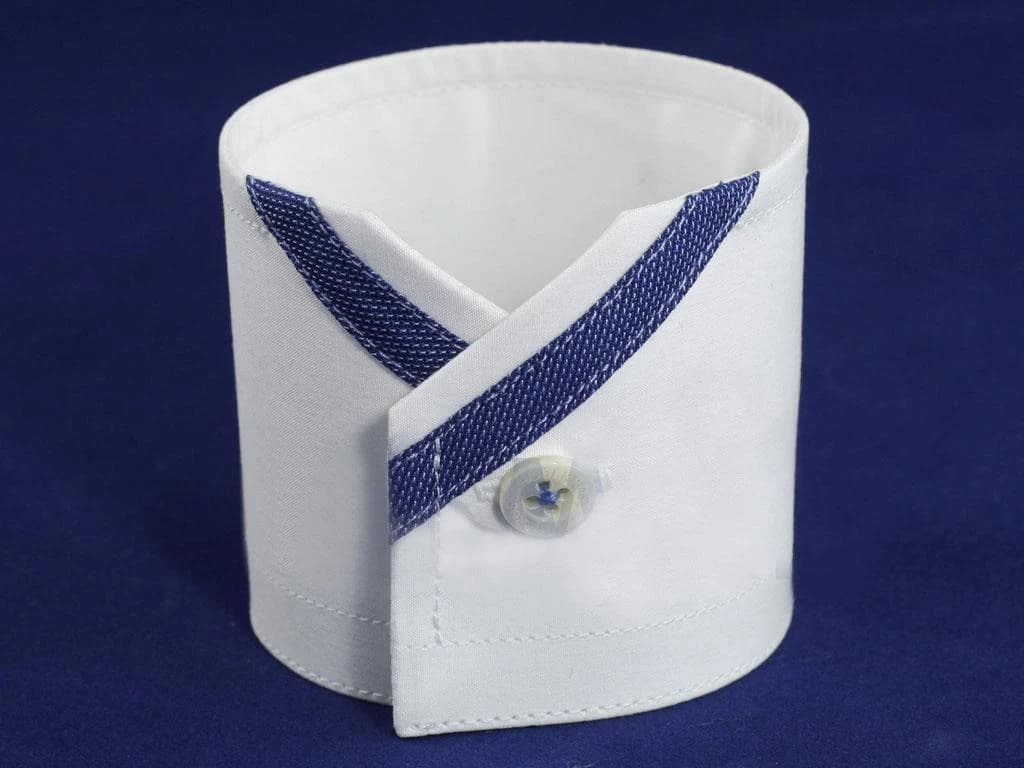 Sơ Mi Trắng Viền Chỉ Navy