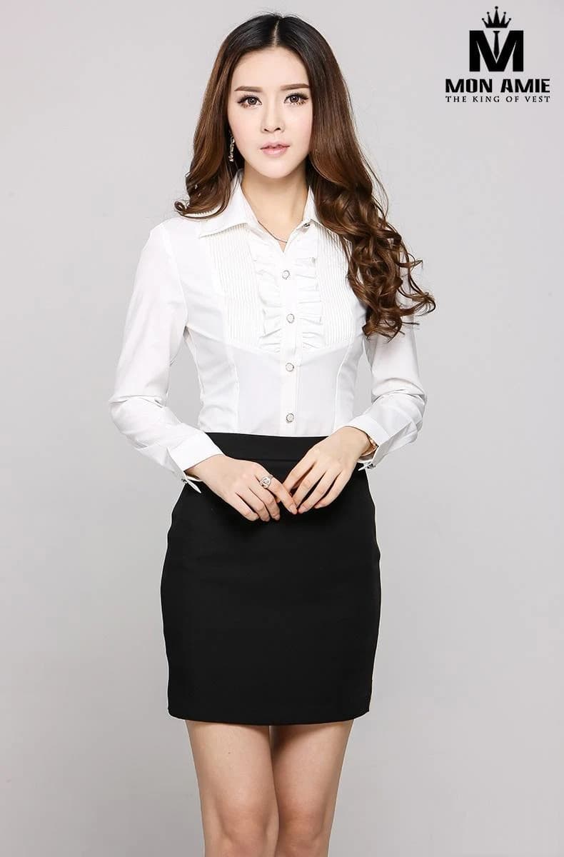 Sơ Mi Nữ Bèo Nhún Trắng