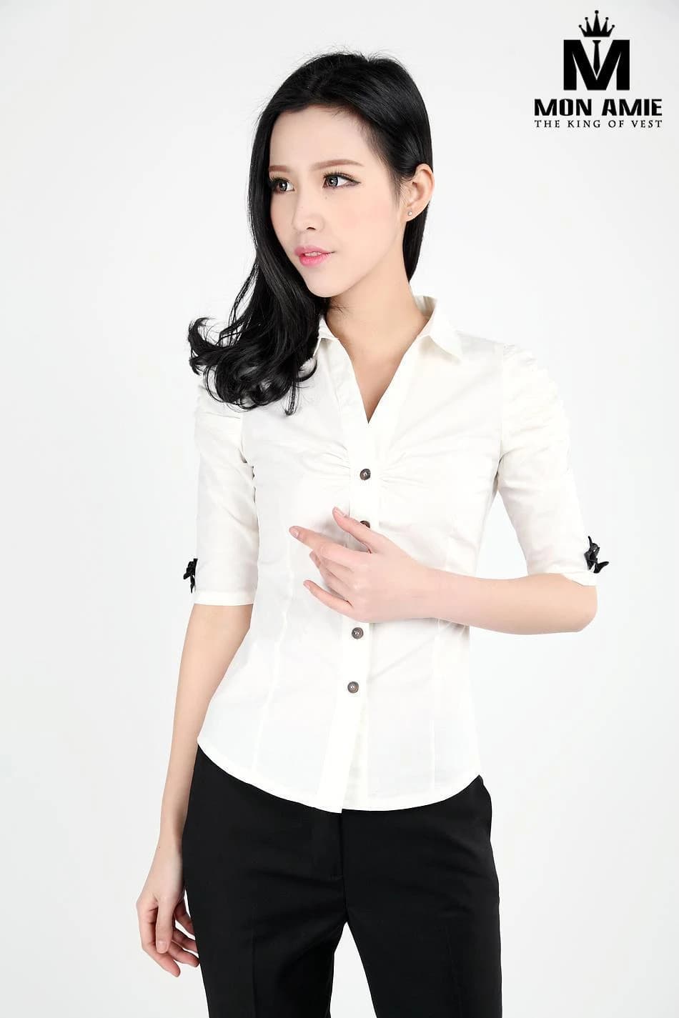 Sơ Mi Nữ Trắng Ngà Tay Lỡ