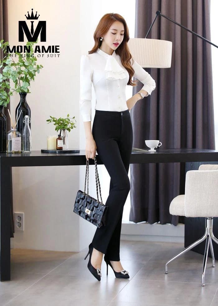 Sơ Mi Nữ Nơ Bèo Trắng