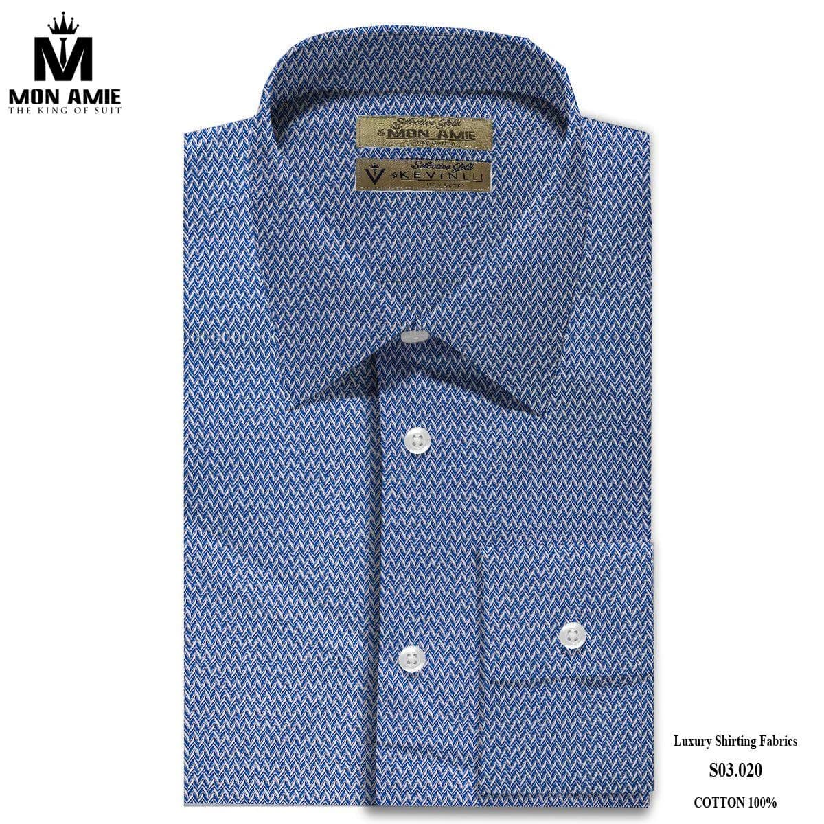 Sơ Mi Xanh Cobalt Chevron