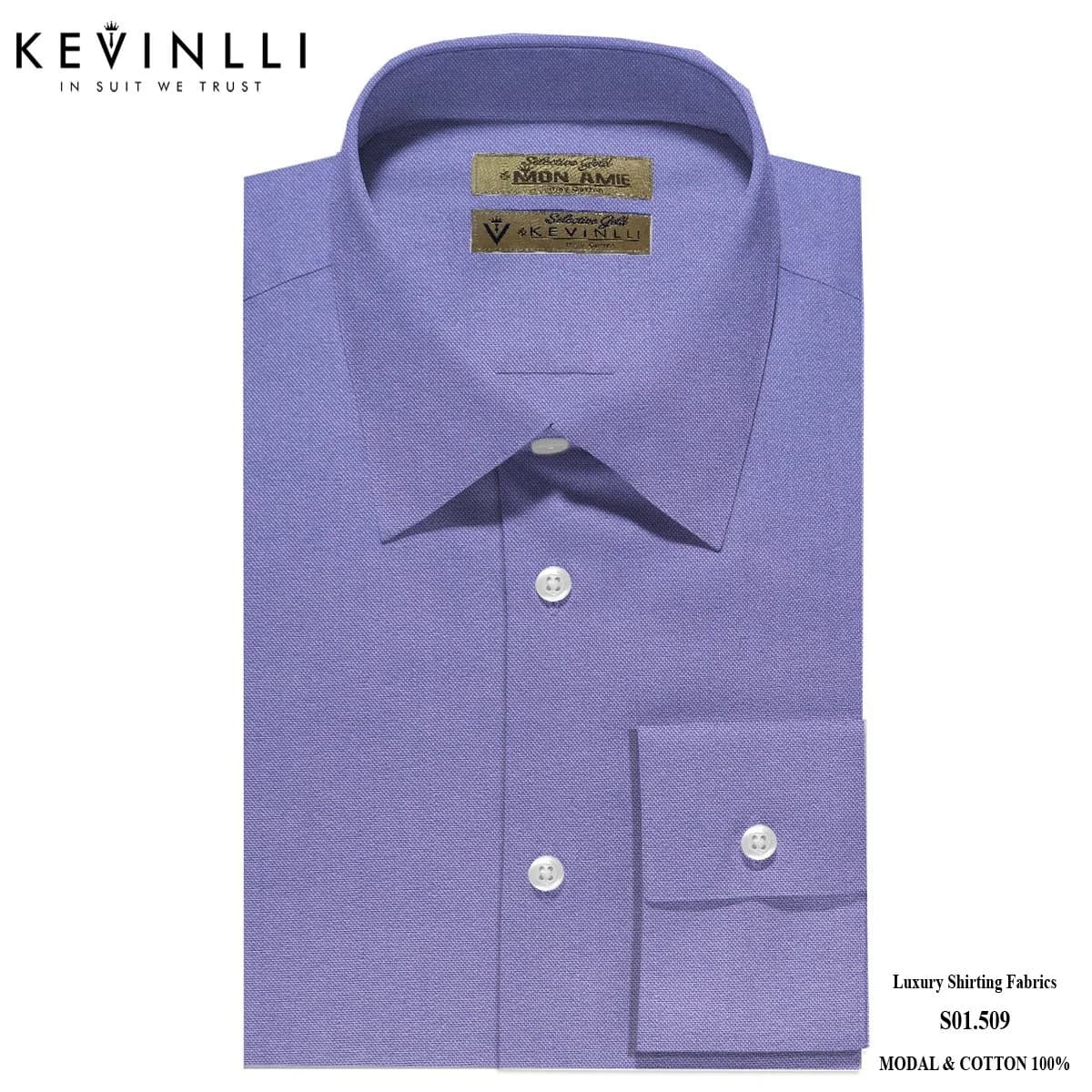 Sơ Mi Xanh Tím Periwinkle Vân Oxford Nhỏ Cổ Ý