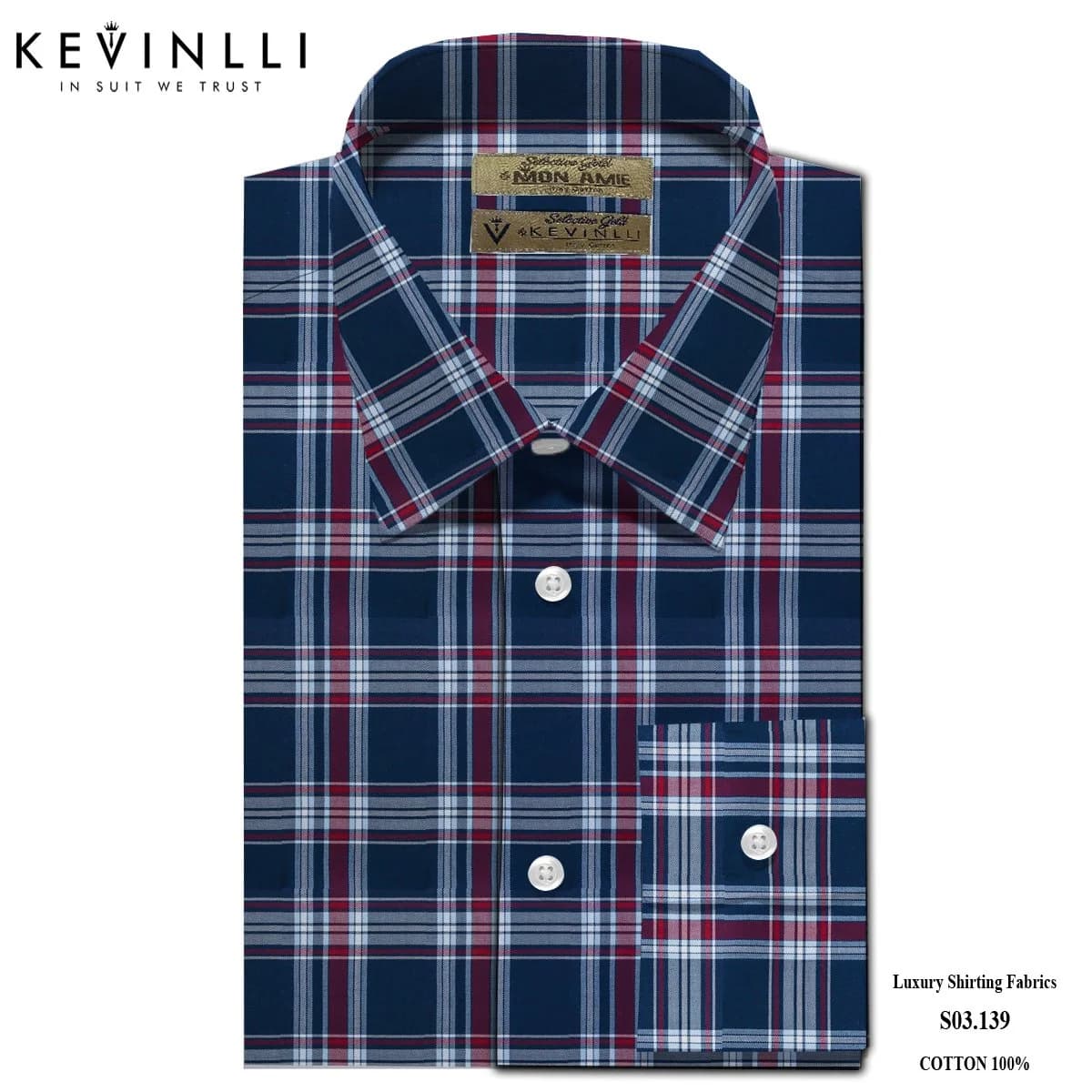 Sơ Mi Xanh Navy Caro Lớn Đỏ Mận Trắng Xanh Nhạt Cổ Ý