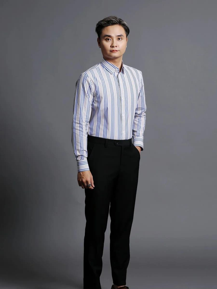 Sơ Mi Sọc Chùm Xanh Dương