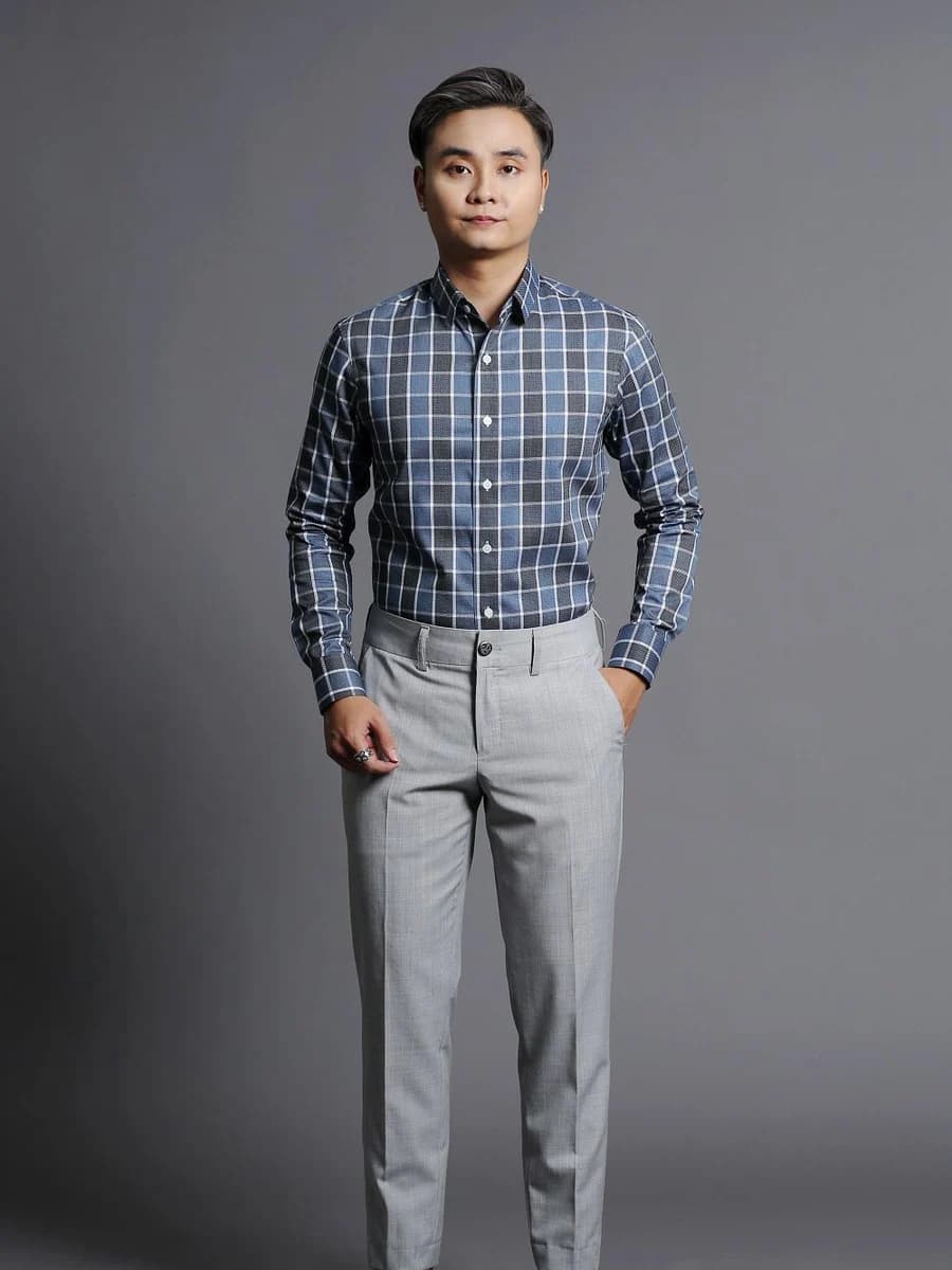 Sơ Mi Caro Ô Vuông Lam Đậm
