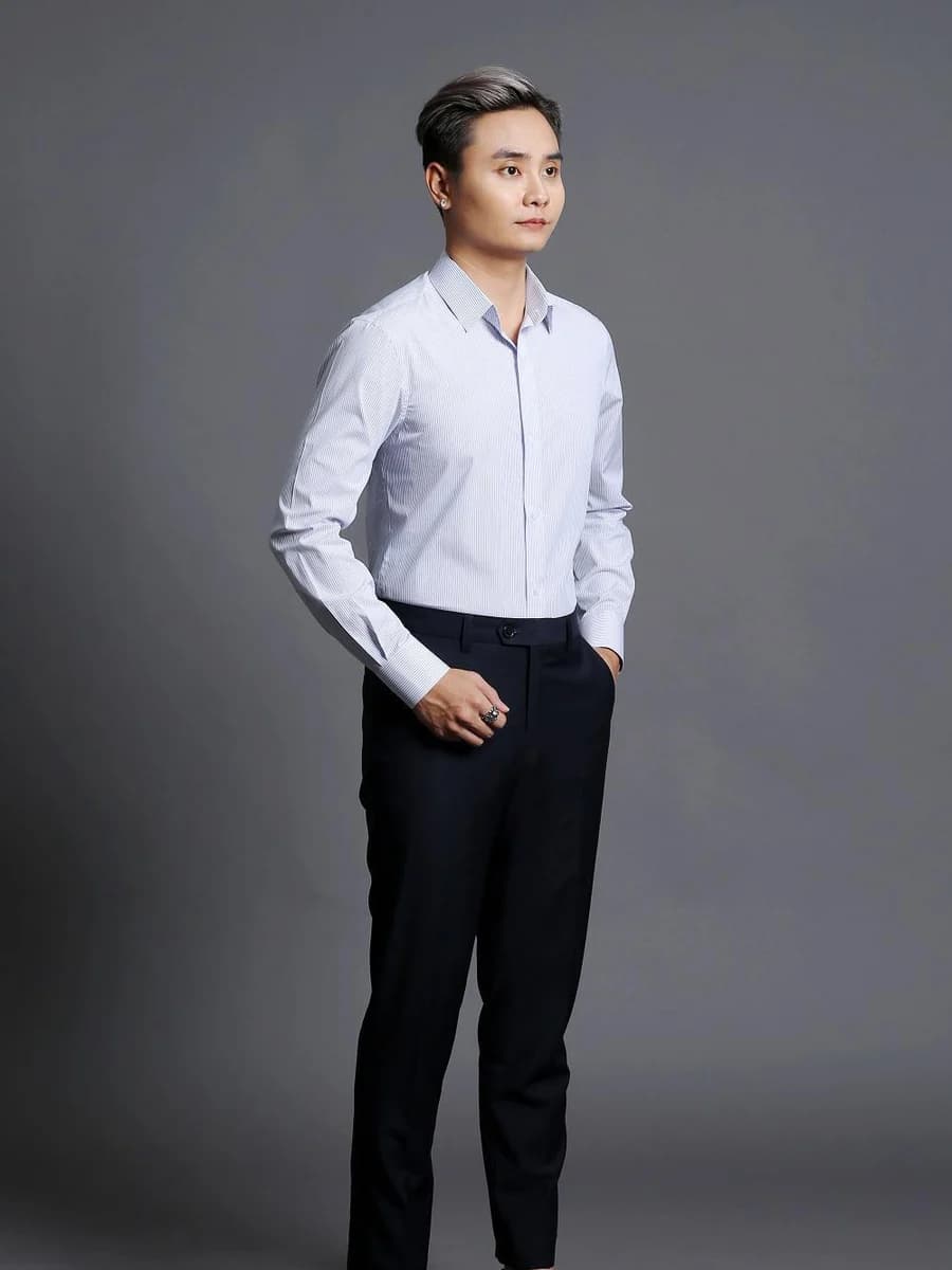 Sơ Mi Sọc Dọc Khói Tím