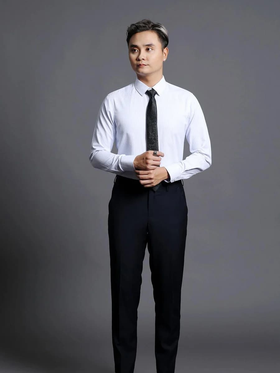 Sơ Mi Trắng Sọc Chìm