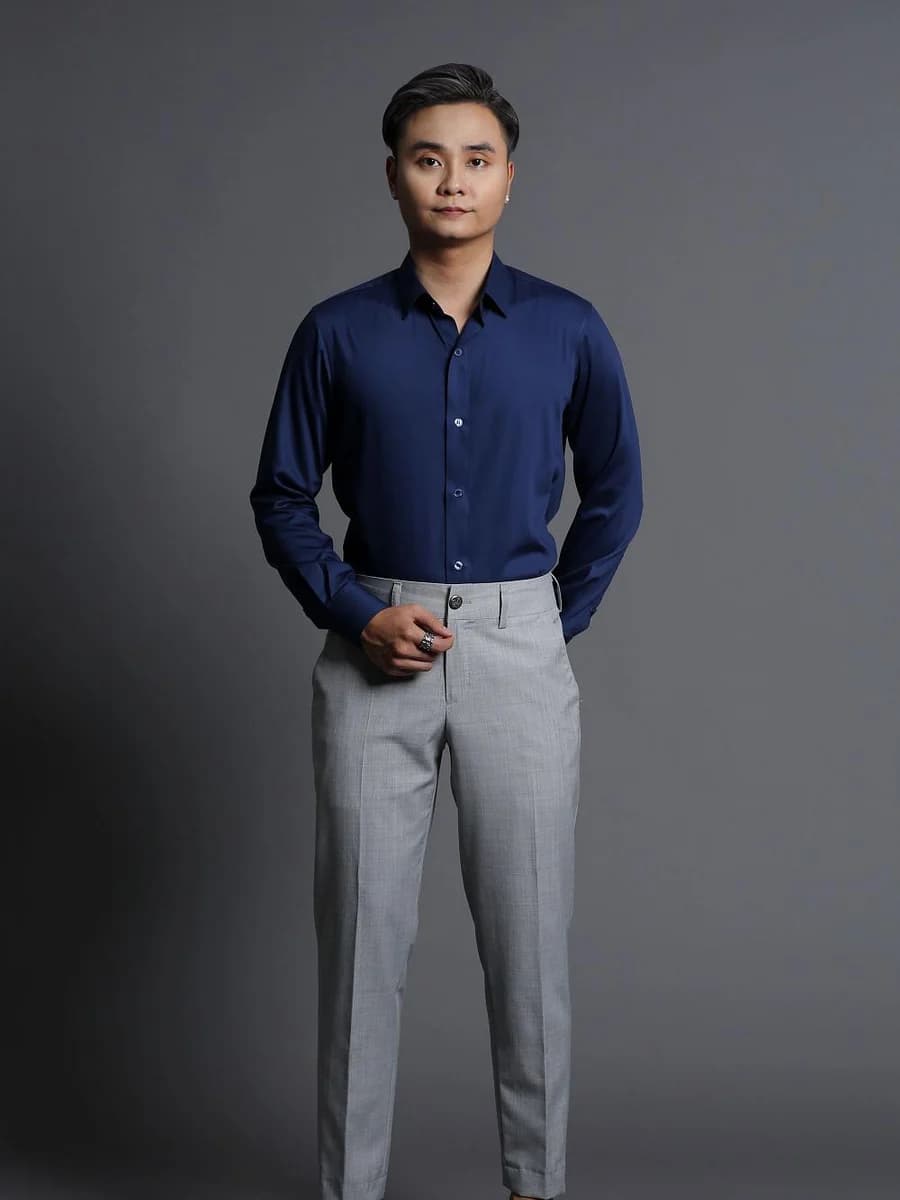Sơ Mi Navy Mặt Lụa