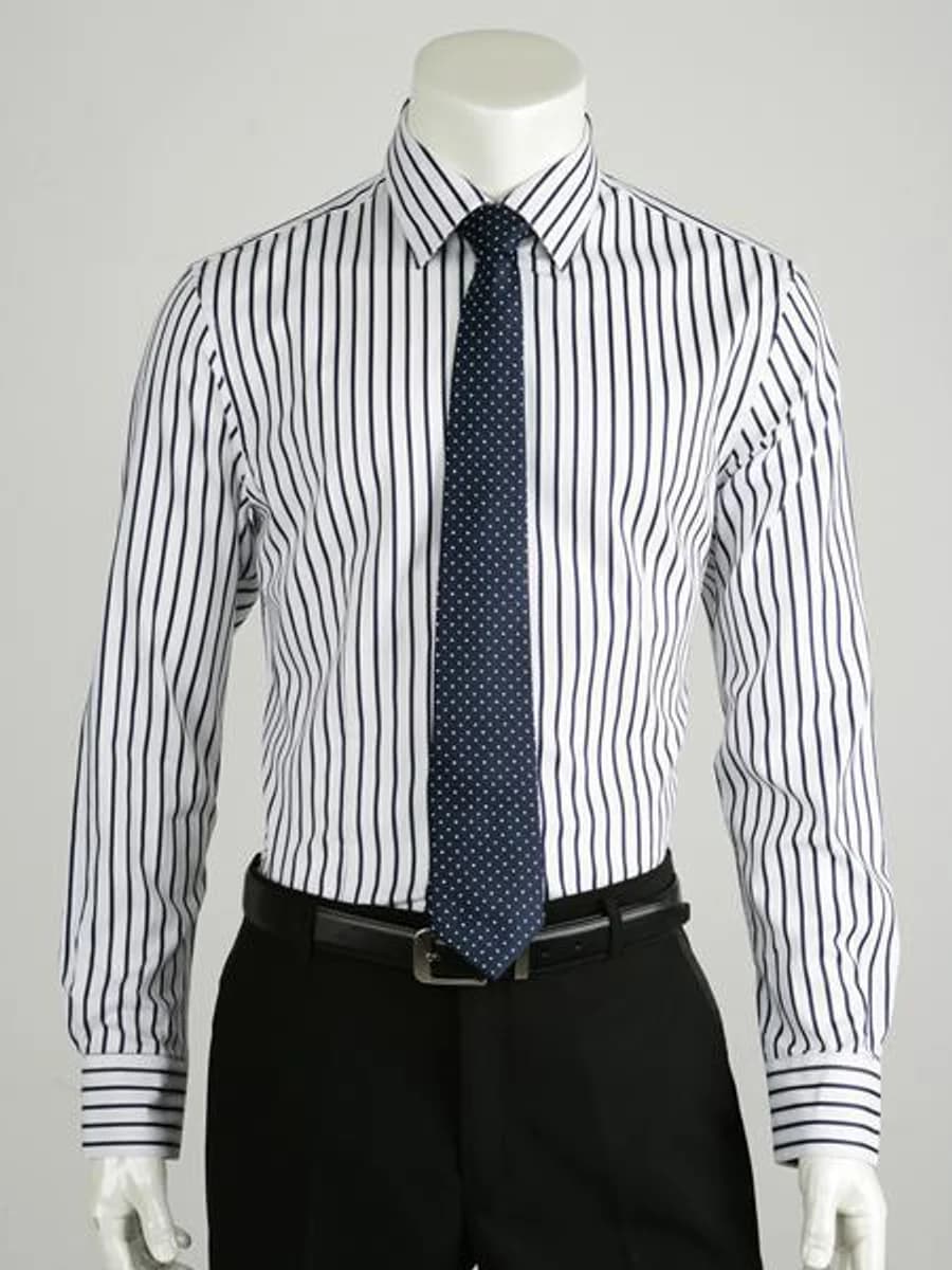 Sơ Mi Sọc Navy Bản Rõ