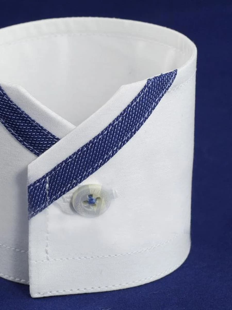 Sơ Mi Trắng Viền Chỉ Navy