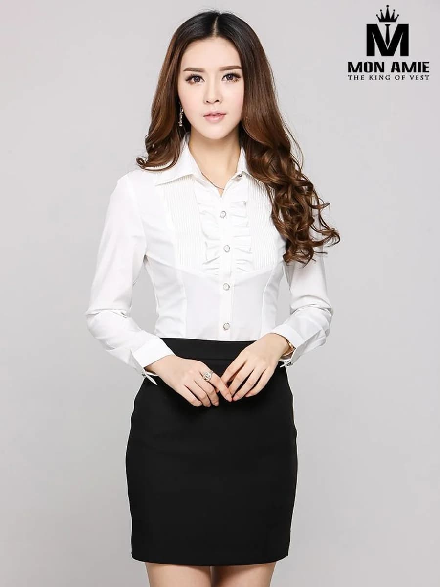 Sơ Mi Nữ Bèo Nhún Trắng