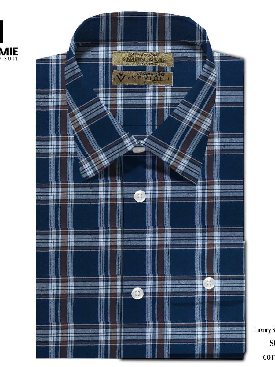 Sơ Mi Caro Navy Nâu Đỏ