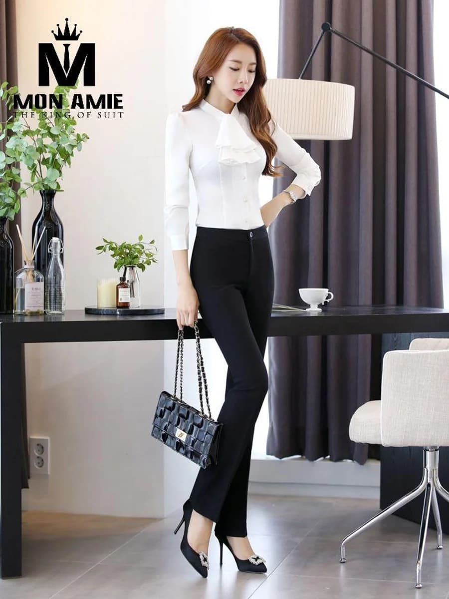 Sơ Mi Nữ Nơ Bèo Trắng