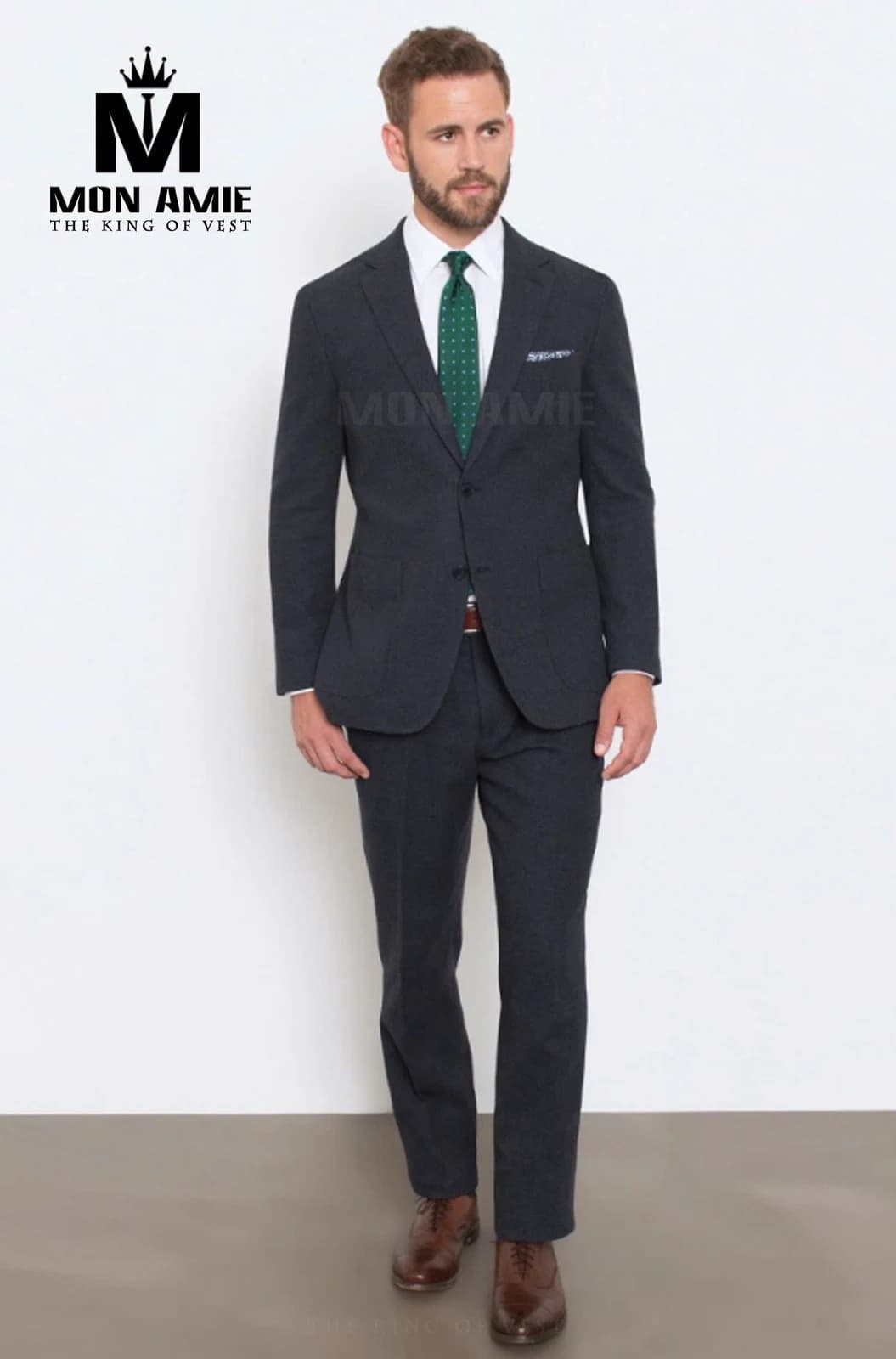 Suit Xám Chì Dệt Nỉ Túi Ốp