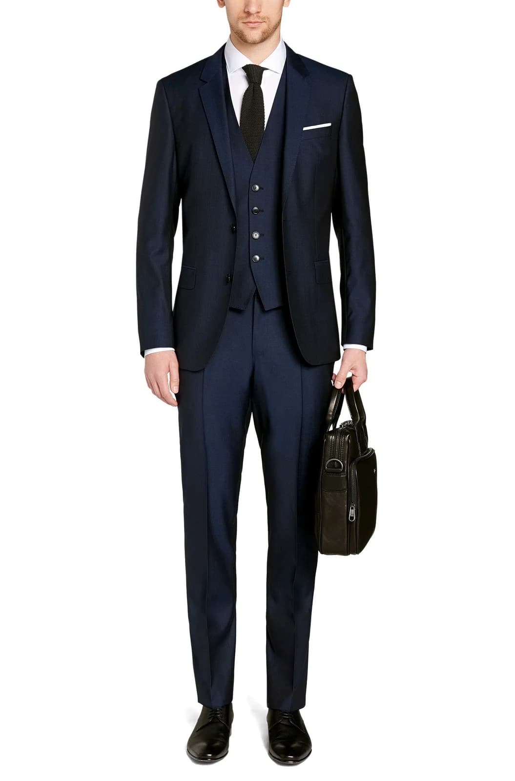Suit Navy Đậm Ba Mảnh Kèm Gilê