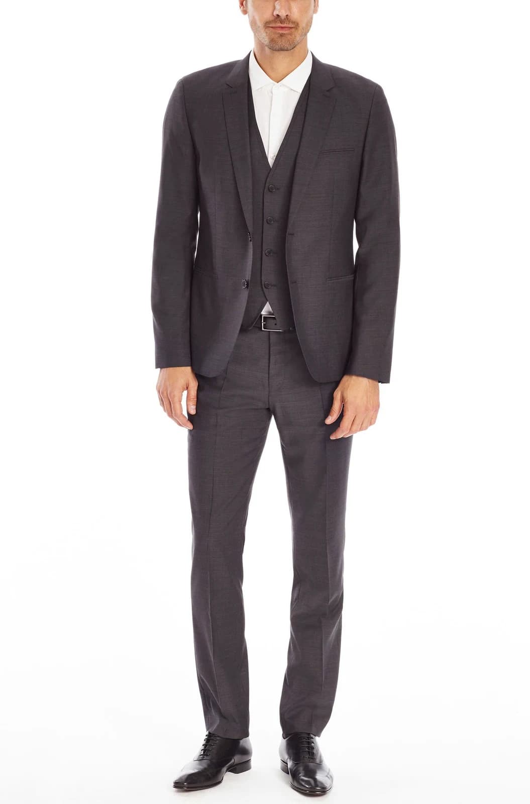 Suit Xám Than Ba Mảnh Gile Năm Nút
